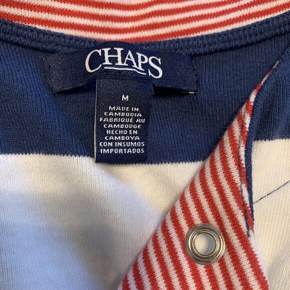 CHAPS Womens Size Medium Nautical Blue White Stripe Sleeveless Flutter Hem Dress - Picture 4 of 6